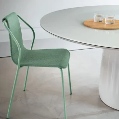Tavolo rotondo Roundel in vetro bianco