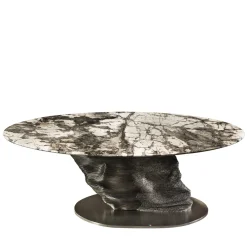 Tavolo Scultoreo Meteorite in Marmo Nero