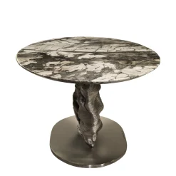 Tavolo Scultoreo Meteorite in Marmo Nero