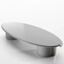 Tayma Lacquered Glossy Grey Wood And Satin Brass Coffee Table