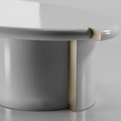 Tayma Lacquered Glossy Grey Wood And Satin Brass Coffee Table