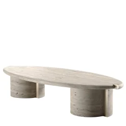 Tayma X Travertino Marble And Satin Brass Coffee Table