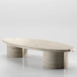 Tayma X Travertino Marble And Satin Brass Coffee Table