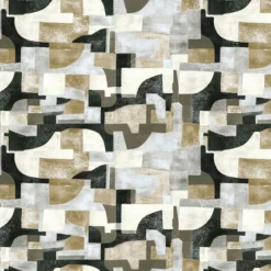 Tessuto da rivestimento Arcosanti in lino e cotone oro e nero