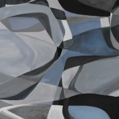 Tessuto murale in cotone blu e nero Rising Desert