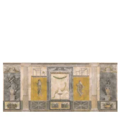 Tessuto murale in cotone giallo grigio e beige Pompei