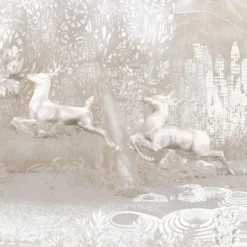 Tessuto murale in poliestere Wildscape con riflessi d'argento