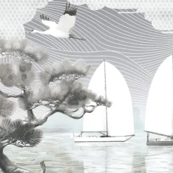 Tessuto murale in poliestere grigio Sea Breeze
