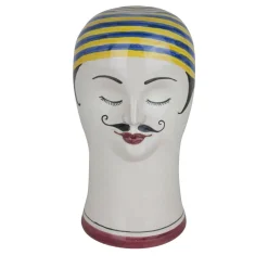 Testa di nuotatore con cappuccio giallo e blu Scultura