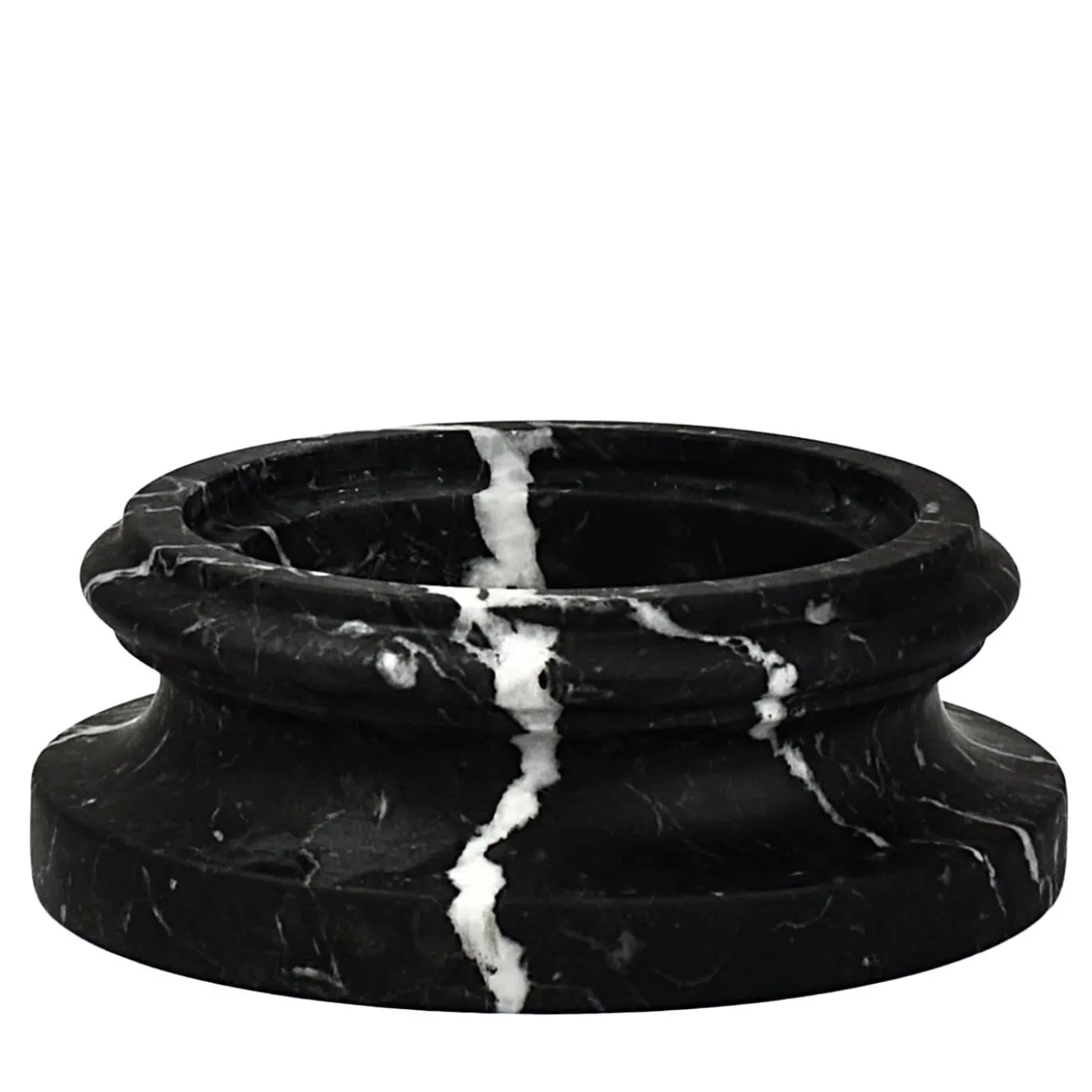 TE Vaso a colonna in marmo nero Marquina satinato