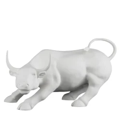 Toro di Wall Street Scultura bianca di grandi dimensioni