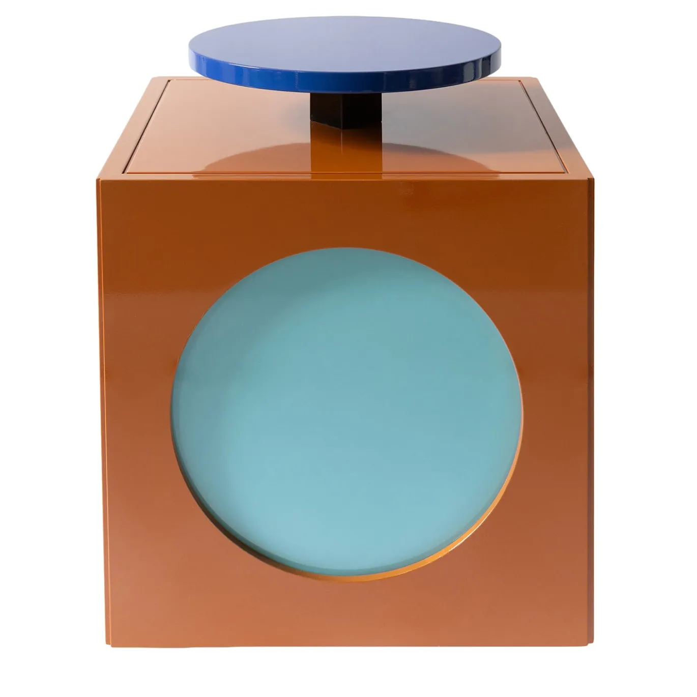 Toy Boy Tavolo Laterale Cubo Lucido Marrone e Blu