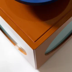 Toy Boy Tavolo Laterale Cubo Lucido Marrone e Blu