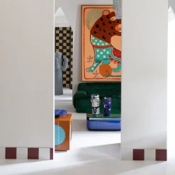 Toy Boy Tavolo Laterale Cubo Lucido Marrone e Blu