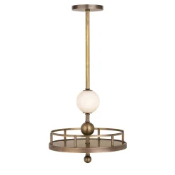 Tra le nuvole Lampadario a sospensione in ottone brunito e alabastro #3