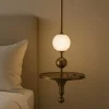 Tra le nuvole Lampadario a sospensione in ottone brunito e alabastro #1