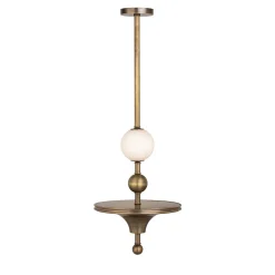 Tra le nuvole Lampadario a sospensione in ottone brunito e alabastro #1