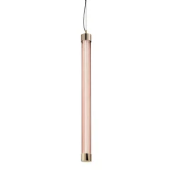 Trama S1 C Lampada a sospensione tubolare in vetro borosilicato rosa