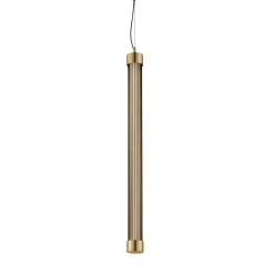 Trama S1 C Lampada a sospensione tubolare in vetro borosilicato marrone tabacco