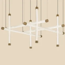 Trama S8 Lampadario Trama S8 a 8 luci in vetro borosilicato a griglia