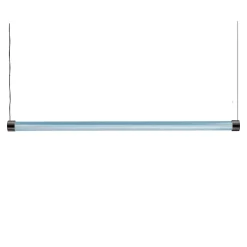 Trama S1 Una lampada a sospensione tubolare in vetro borosilicato acquamarina
