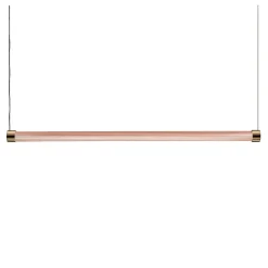Trama S1 Una lampada a sospensione tubolare in vetro borosilicato rosa