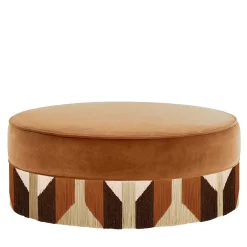 Tribe Treasure Pouf rotondo in velluto cognac