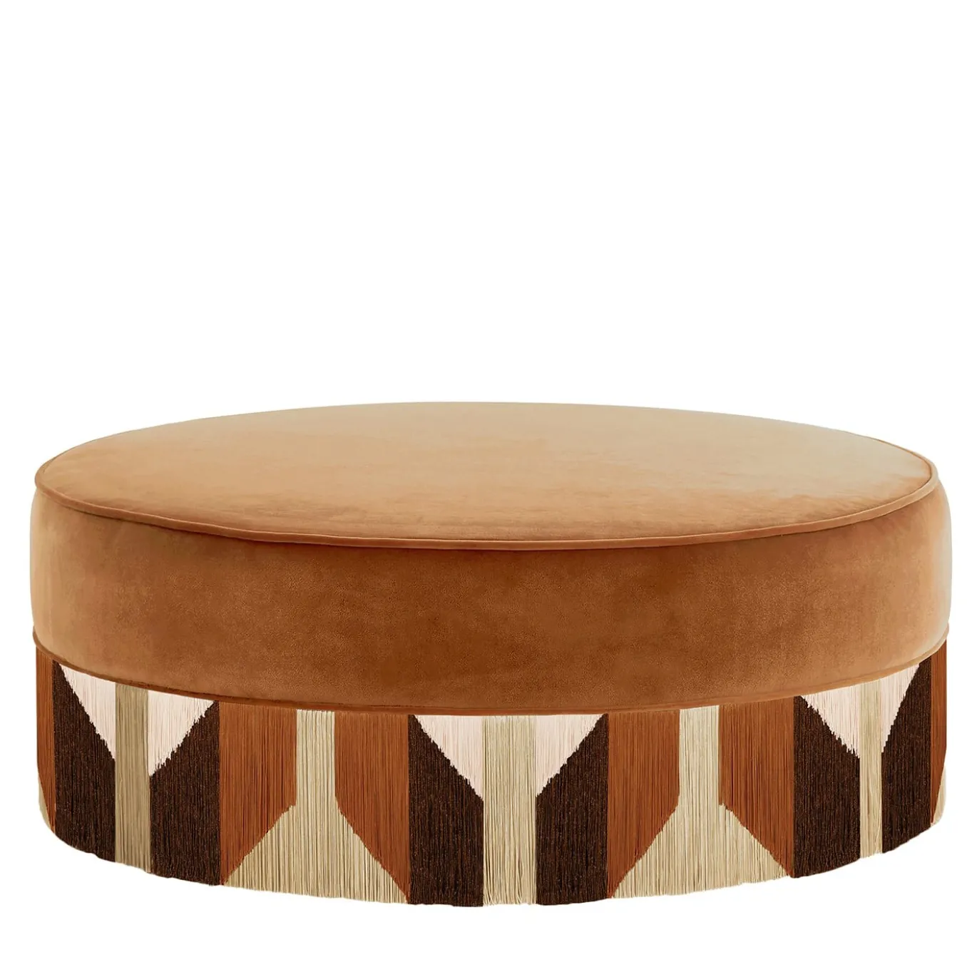Tribe Treasure Pouf rotondo in velluto cognac