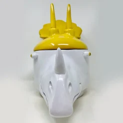 Triceratopo Contenitore grande giallo e bianco con coperchio