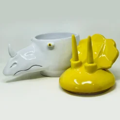 Triceratopo Contenitore grande giallo e bianco con coperchio