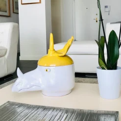 Triceratopo Contenitore grande giallo e bianco con coperchio