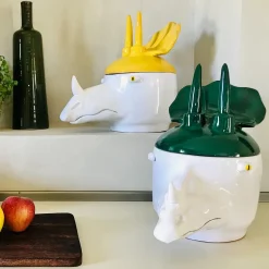 Triceratopo Grande Contenitore verde e bianco con coperchio