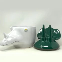 Triceratopo Grande Contenitore verde e bianco con coperchio