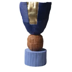 Trofeo Cartoccio D7/Notte C16/Corallo C5/Turchese Chiaro con Inserti Dorati Vaso Decorativo