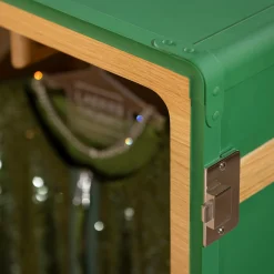 Trunk guardaroba Saint-Tropez verde con inserti in rovere
