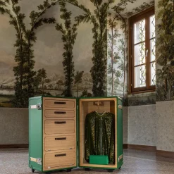 Trunk guardaroba Saint-Tropez verde con inserti in rovere
