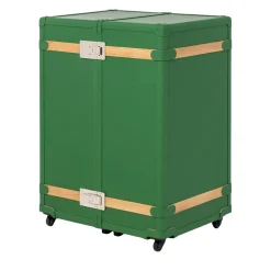 Trunk guardaroba Saint-Tropez verde con inserti in rovere