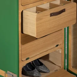 Trunk guardaroba Saint-Tropez verde con inserti in rovere