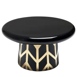 T-Table Maxi Tavolino in ceramica nera lucida con dettagli in oro di Jaime Hayon