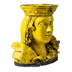 Tuffo Nel Giallo con Farfalla Vaso antropomorfo in ceramica gialla