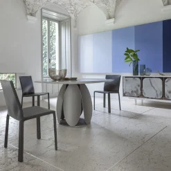 Tulipano Grande Tavolo rotondo Trinity effetto marmo