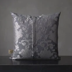 Tweedia Cuscino quadrato in jacquard azzurro floreale