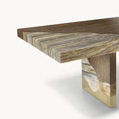 Valiant Tavolo da Pranzo in Legno Marrone e Marmo