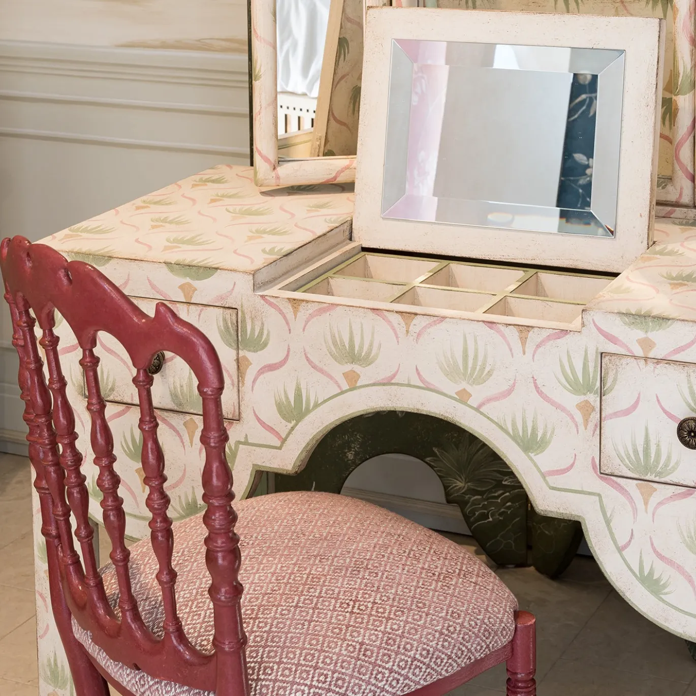 Vanity San Samuele Color Onice Bianco Floreale con Specchio