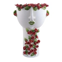 Vaso a collo lungo con fiori di bougainvillea in rilievo