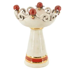 Vaso a coppa in maiolica siciliana madreperla con dettagli in oro e lustro