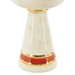 Vaso a coppa in maiolica siciliana madreperla con dettagli in oro e lustro