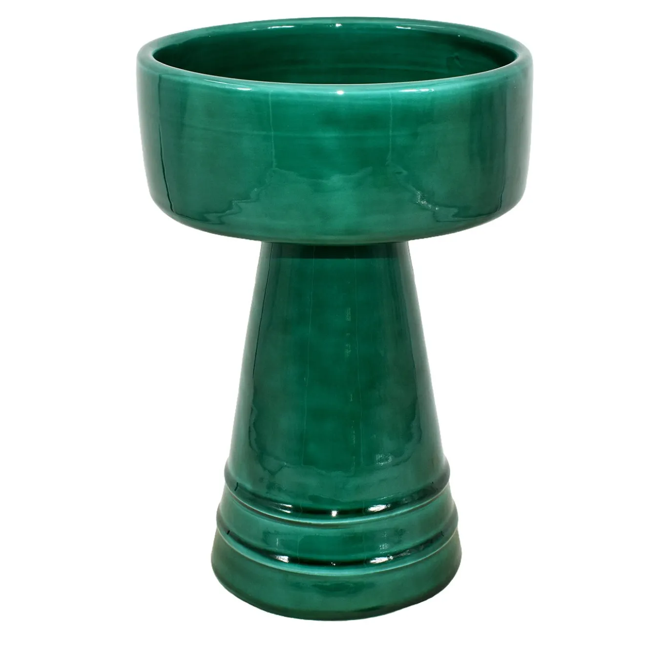 Vaso a coppa in maiolica siciliana verde smeraldo