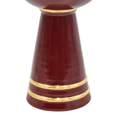 Vaso a coppa in maiolica siciliana bordeaux con dettagli dorati