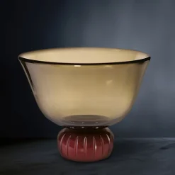 Vaso A Coppa In Vetro Di Murano Beige